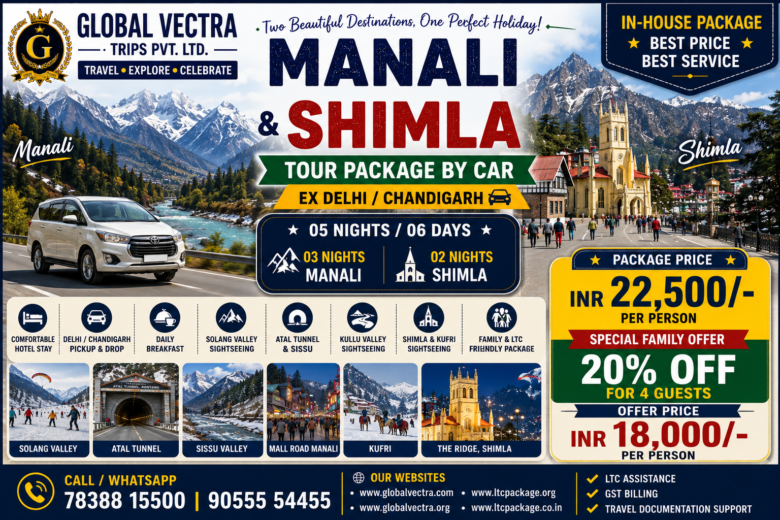 Manali Shimla Tour Package 5 Nights 6 Days Ex Delhi by Car
